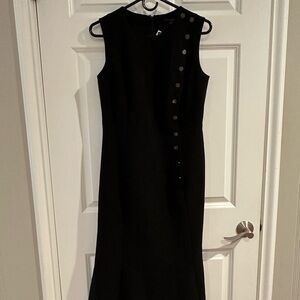 NWT Banana Republic Button down Midi Dress, Black with Gunmetal #493364
